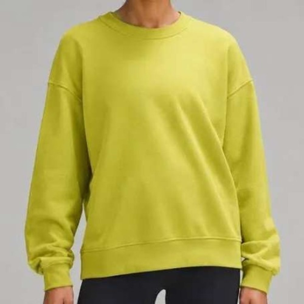 Lululemon Women Sweatshirt XL Yellow Perfectly Oversized Crew Pullover Logo